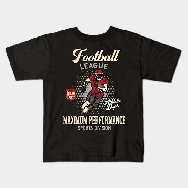 American Football League Player Vintage Design Kids T-Shirt by Foxxy Merch